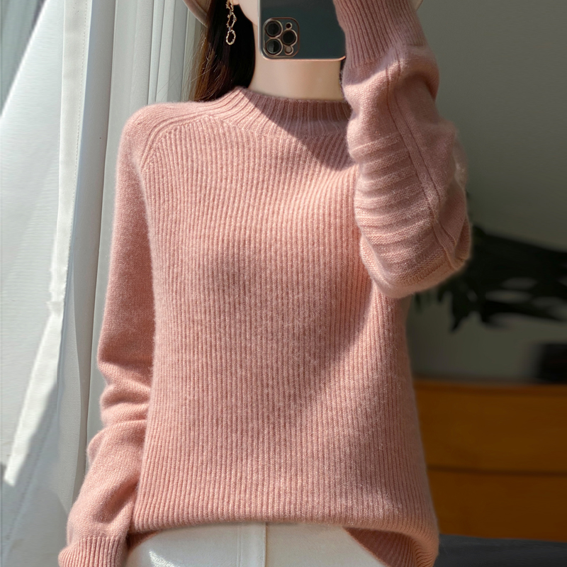 羊毛加厚修身衫加厚女士半高领衫打底衫女针织