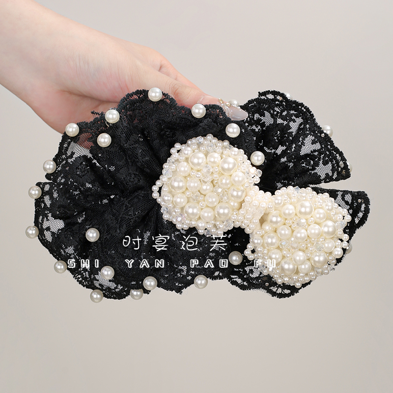 【古堡小香】抓夹超仙蝴蝶结小香风蕾丝发饰夏季新款原创设计鲨鱼夹