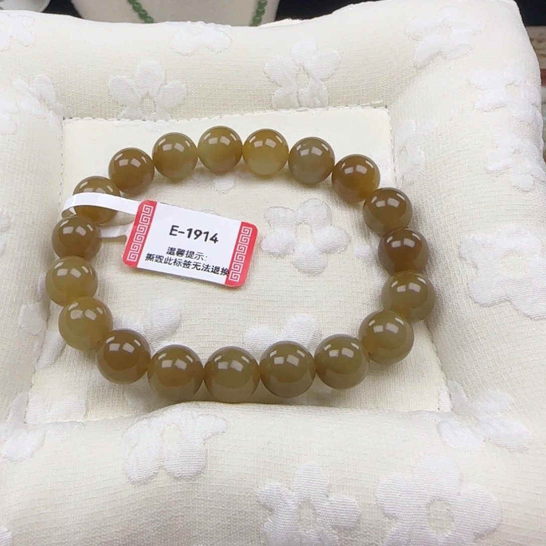 和田玉（糖玉）未镶嵌手串卡10 糖