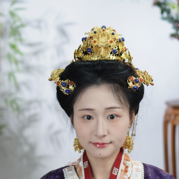 稷氏小筑 明华 古风发饰明制狄鬓手工头饰发冠发簪花钿发簪发冠