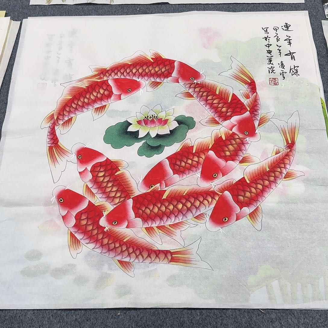 国画尺寸70X70手绘作品 