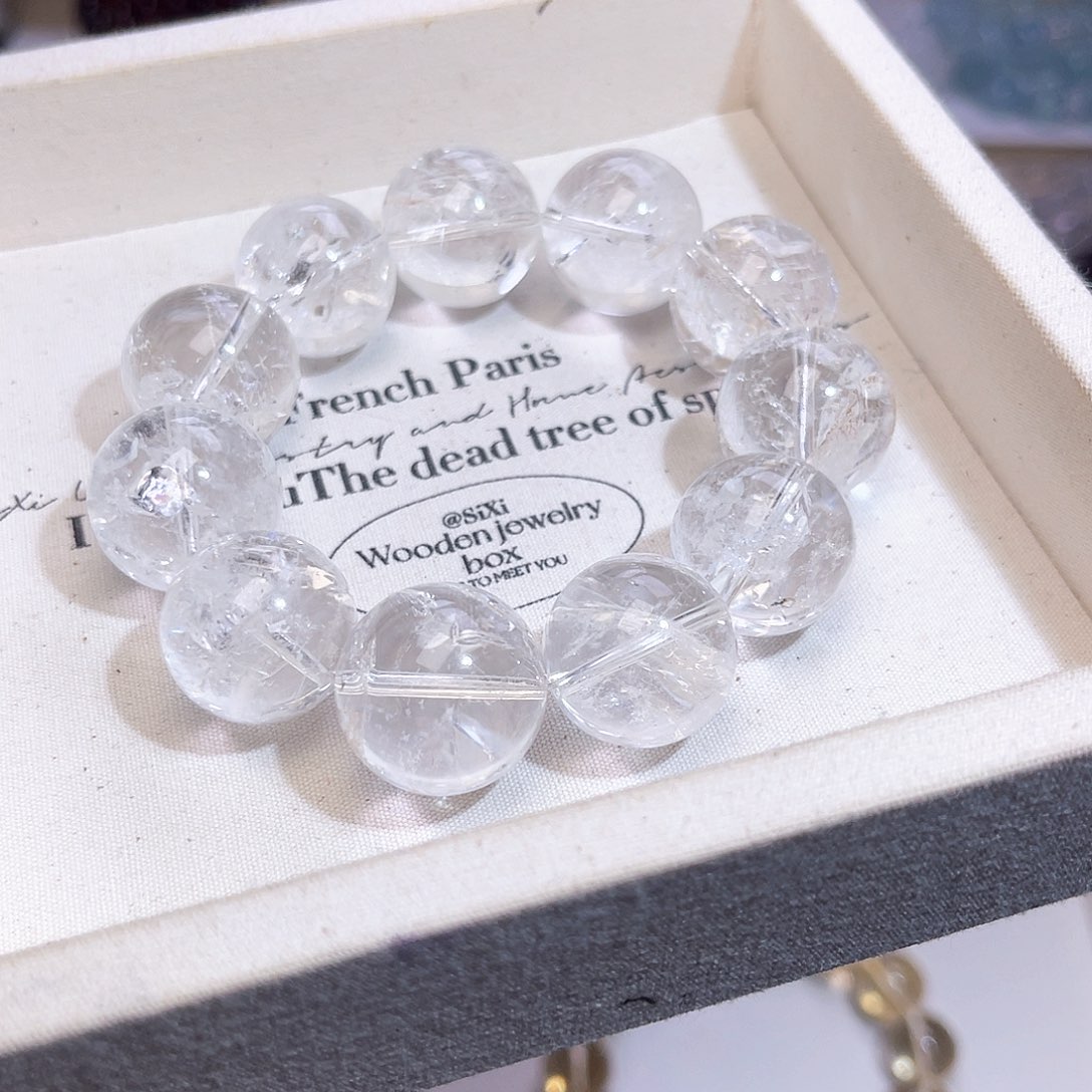 水晶手串未镶嵌金*木天然水晶20mm