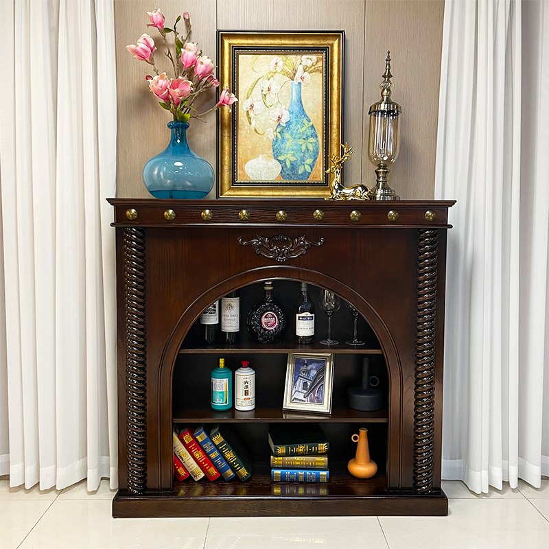 美式复古品质奢华型置物柜书柜雕花壁炉柜经济型