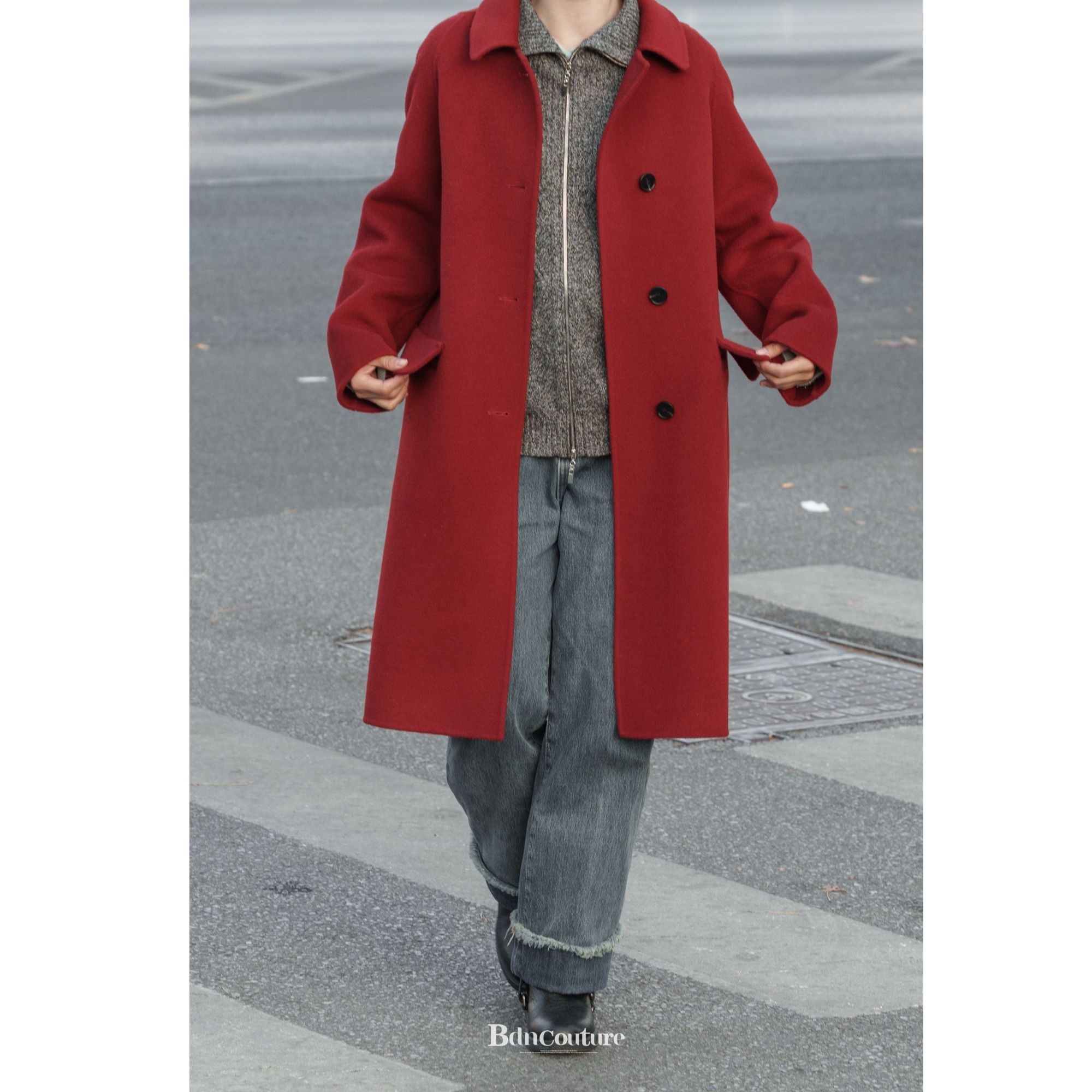 【加厚经典款】方领单排扣1oo羊毛长款双面女大衣宽松休闲25秋冬