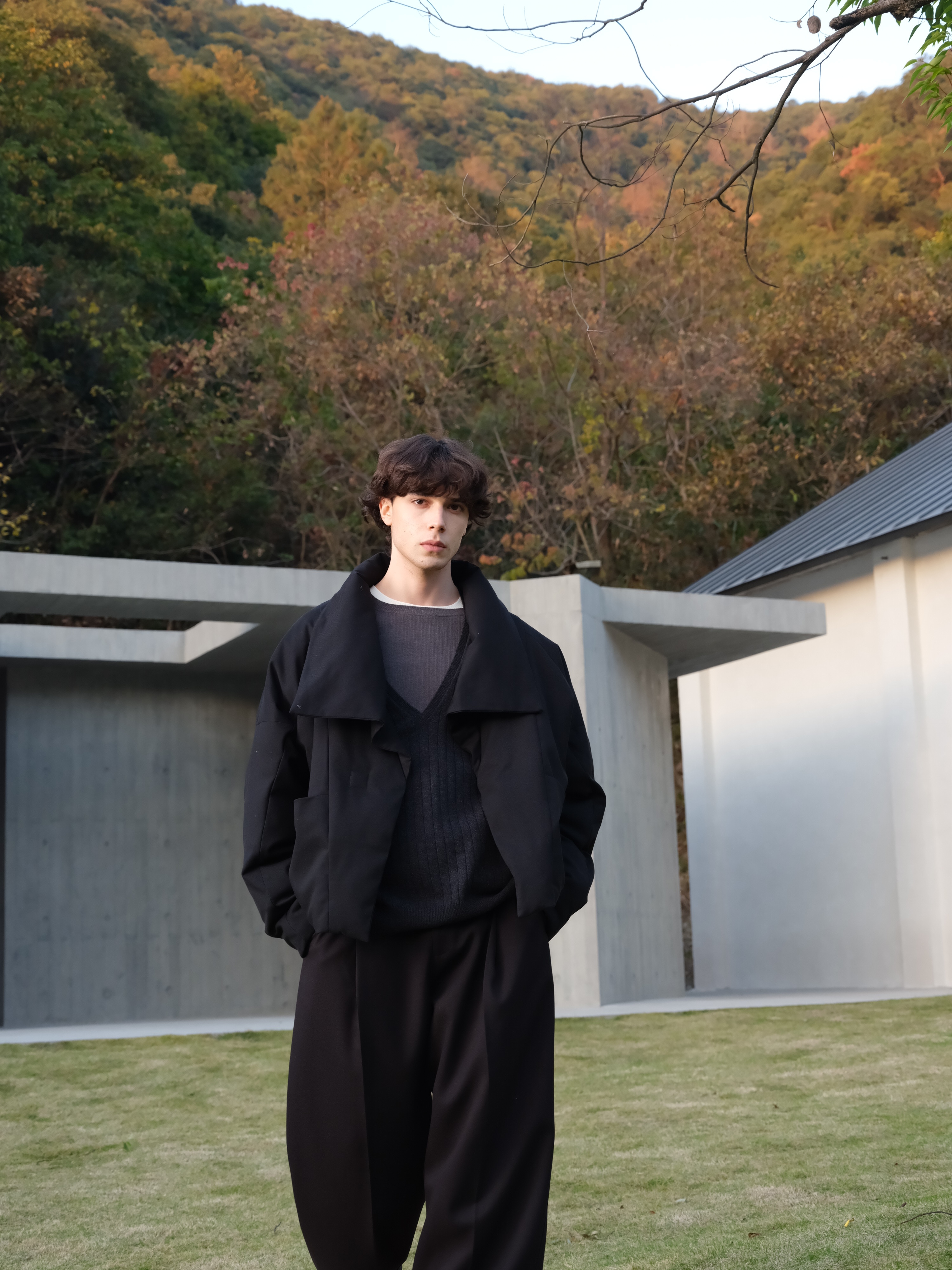 25549#HOPECONCEPT零下的冬意极简风大翻领多穿廓形鹅绒羽绒服