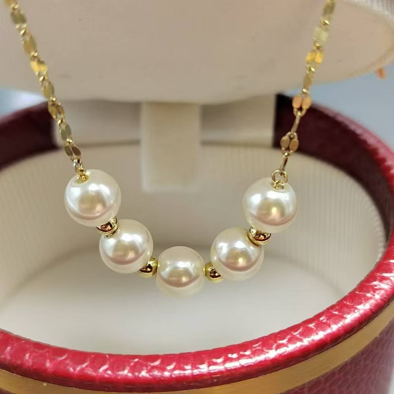 坠链均925银 珠珠项链时尚轻奢气质百搭女士小众镶钻简约