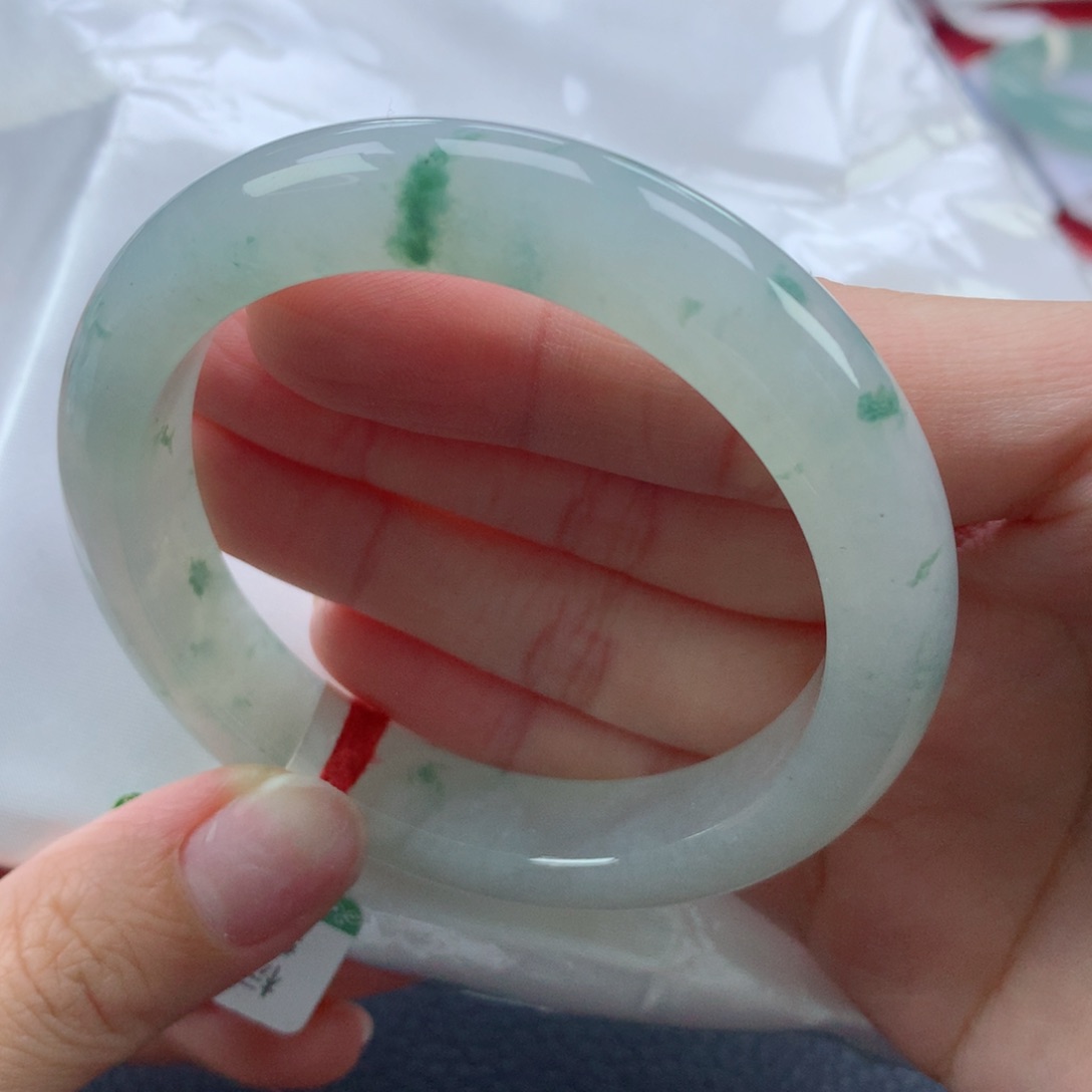 翡翠未镶嵌手镯55.5正圈