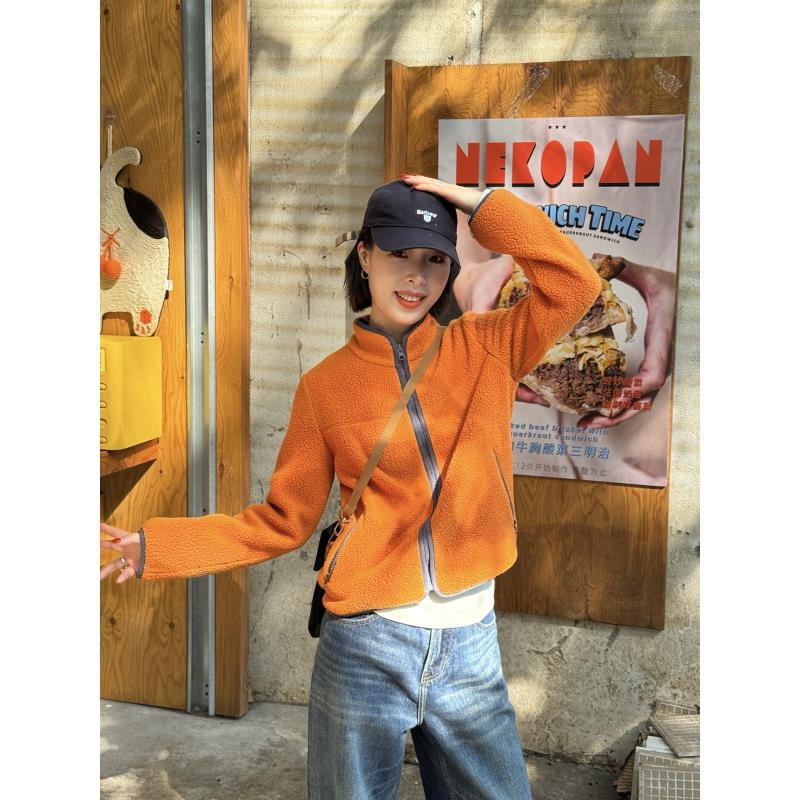 LANGQING 【心想柿橙】城市轻户外撞色摇粒绒休闲外套160232#