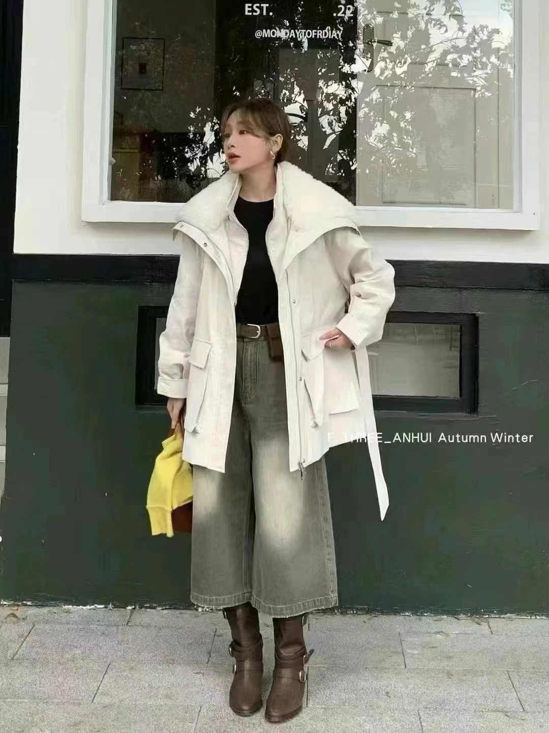 冬季新款大毛领羽绒服女宽松加厚工装派克服外套