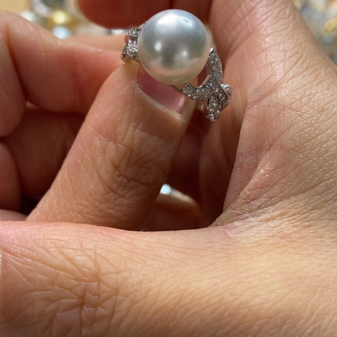海水珍珠戒指银S925镶嵌