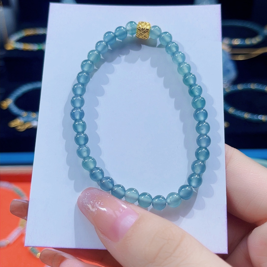 翡翠手链足金镶嵌卡5小方糖