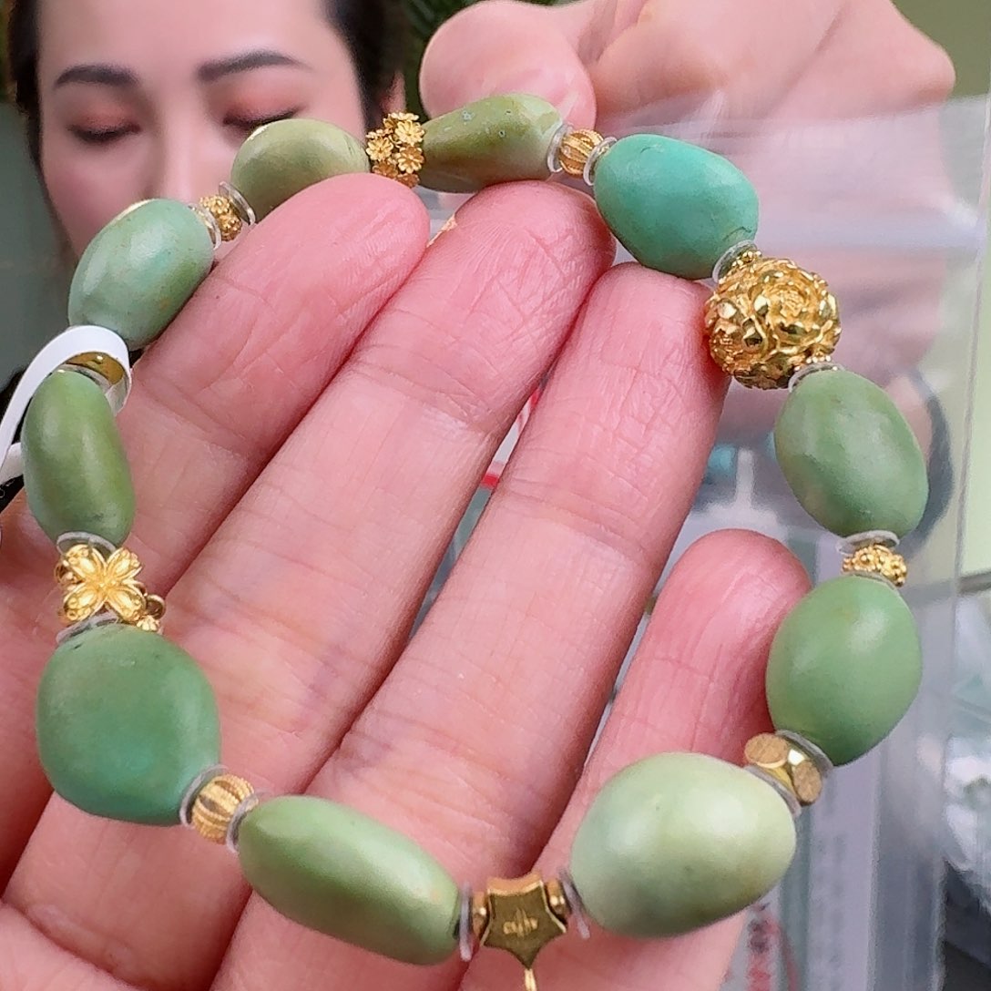 绿松石珠宝奇石18K金镶嵌