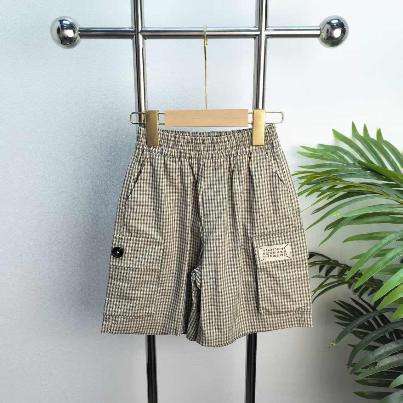 【1161】杏咖格裤子B1-2