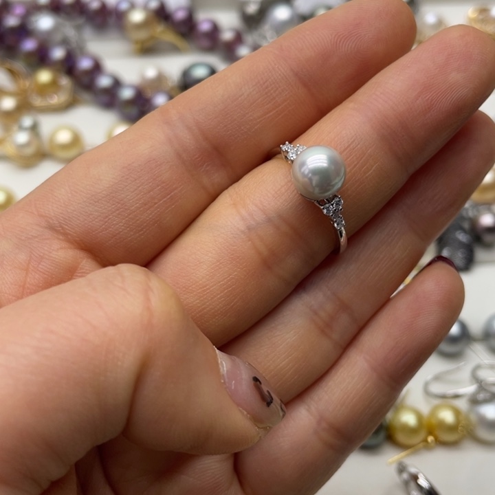 海水珍珠戒指银S925镶嵌