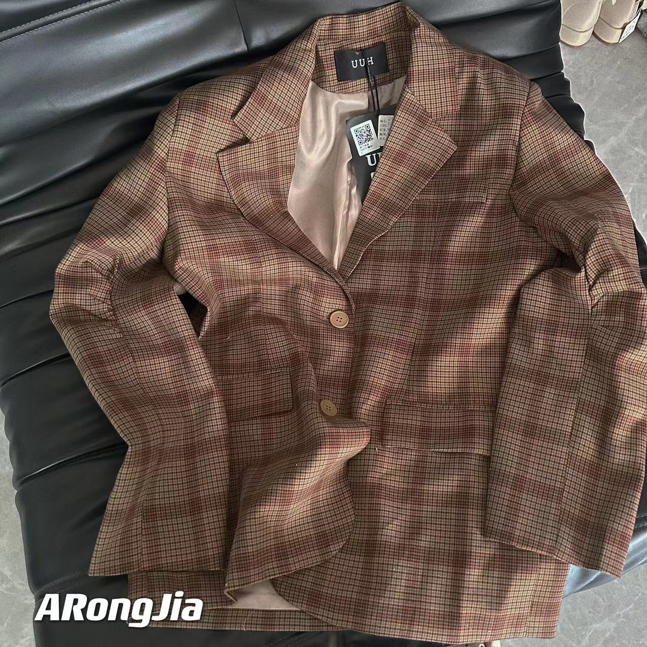【ARONG阿荣家】格子西装23072-咖色-F