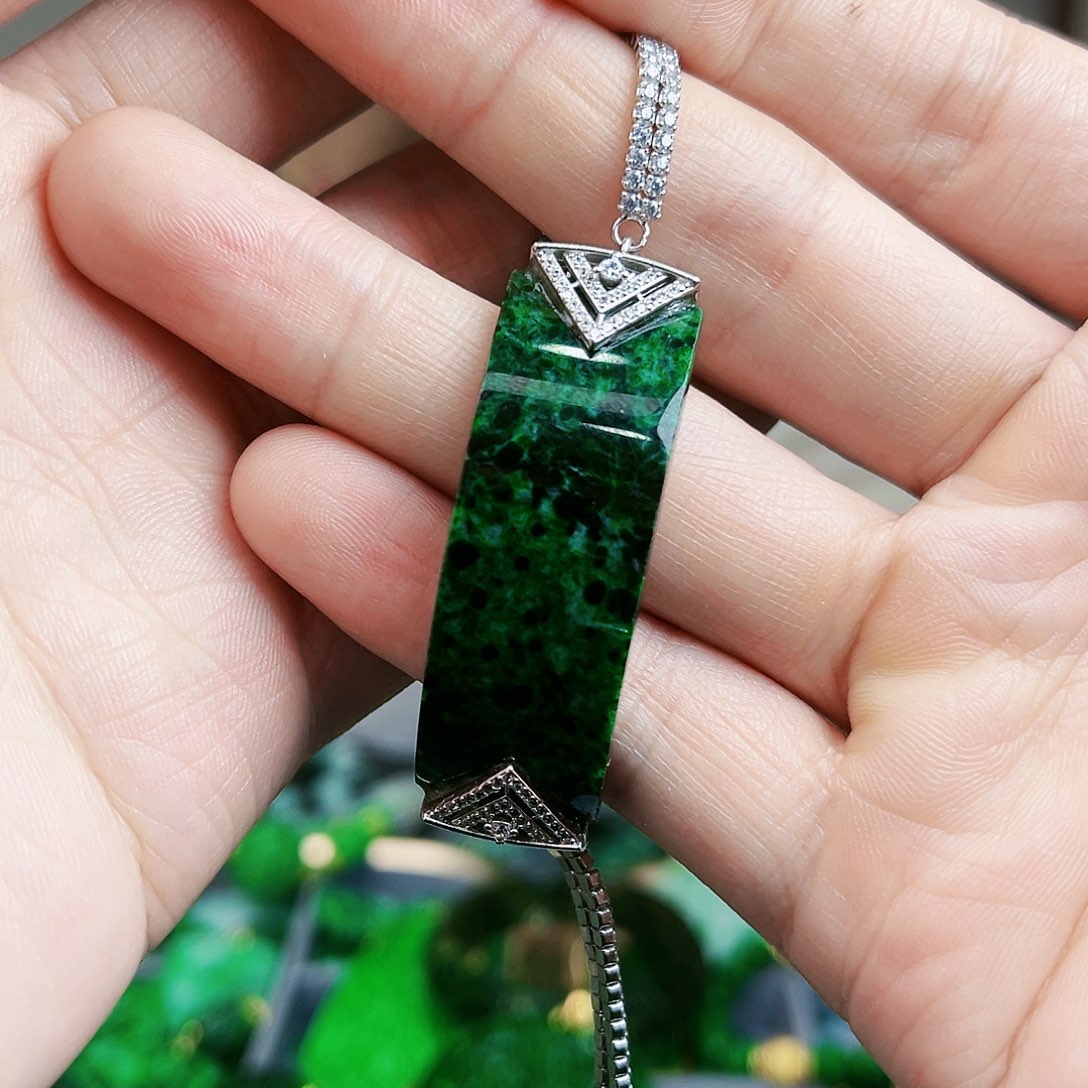 翡翠手链银S925镶嵌手链