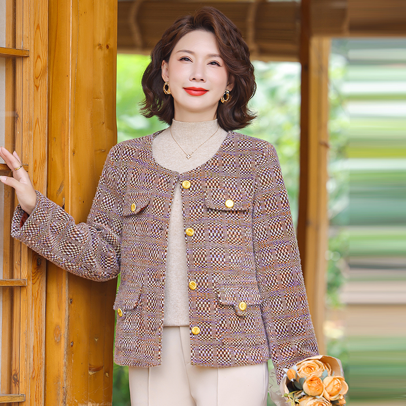 妈妈外套秋装薄款2025新款小香风开衫外套中来年人衣服春秋女上衣