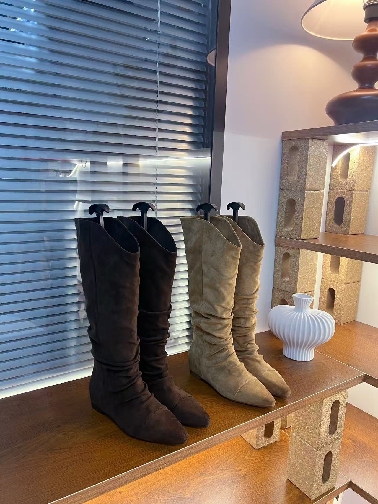 蓉姐专属~跟高3CM时尚气质高筒堆堆靴百搭尖头瘦瘦女311-35