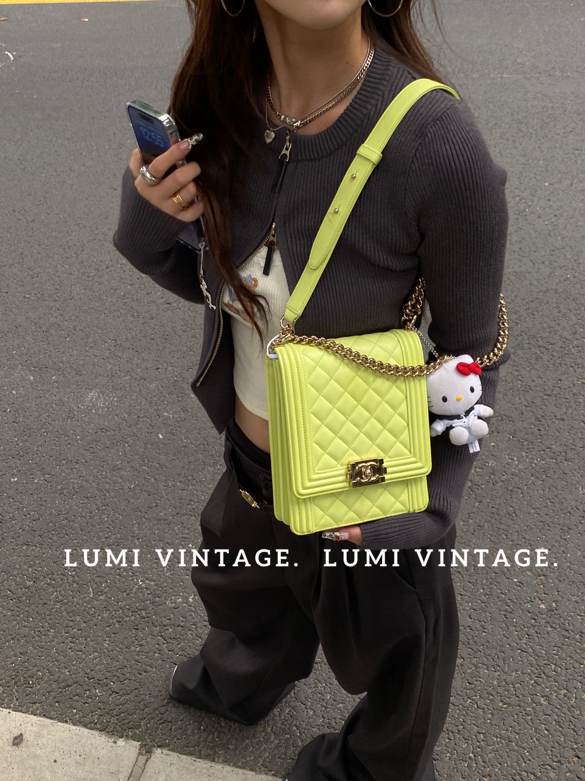 95新 Chanel/香奈儿 leboy 竖版羊皮金扣单肩包67132866