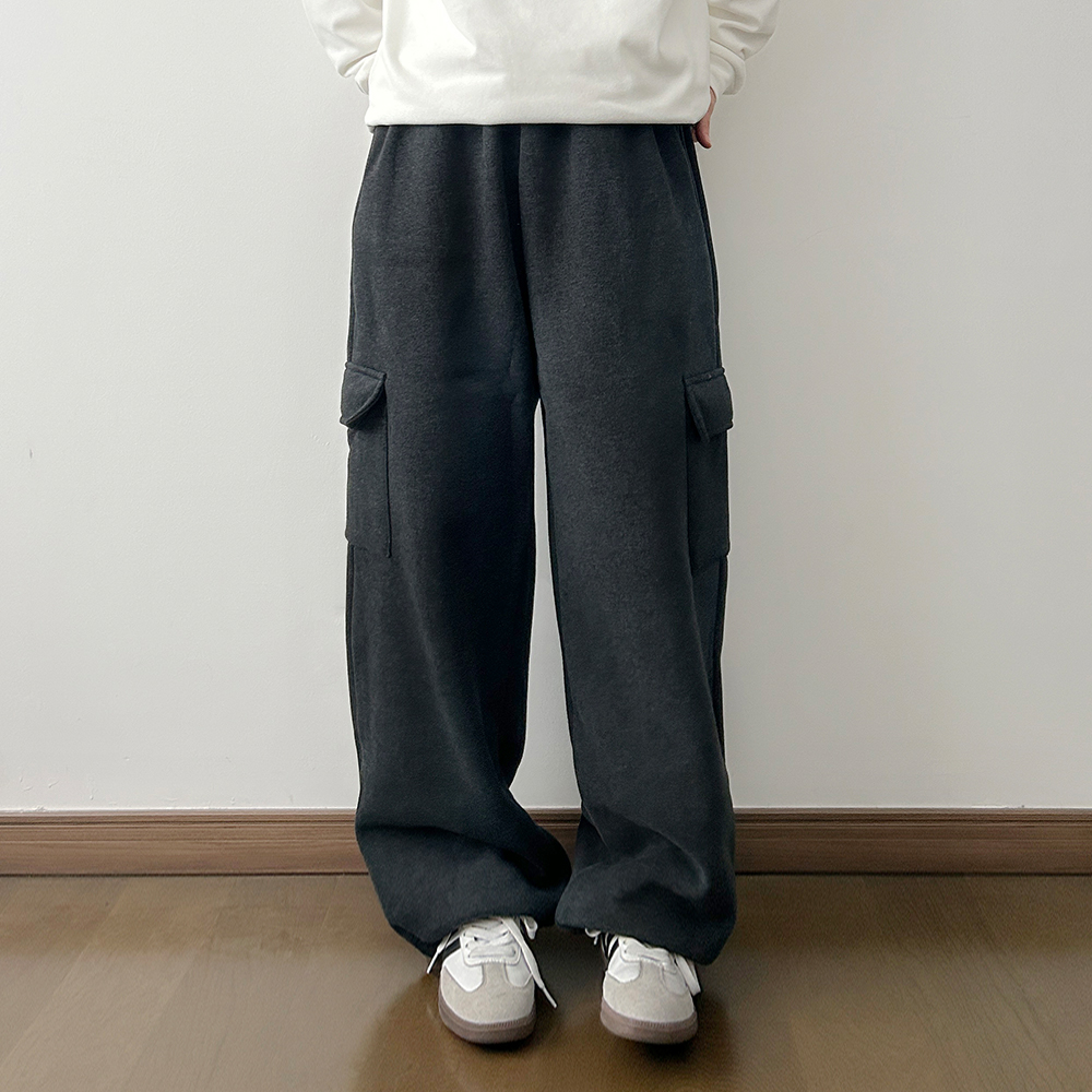 25AW 冬季新款简约重磅加绒工装风宽松直筒休闲卫裤男女