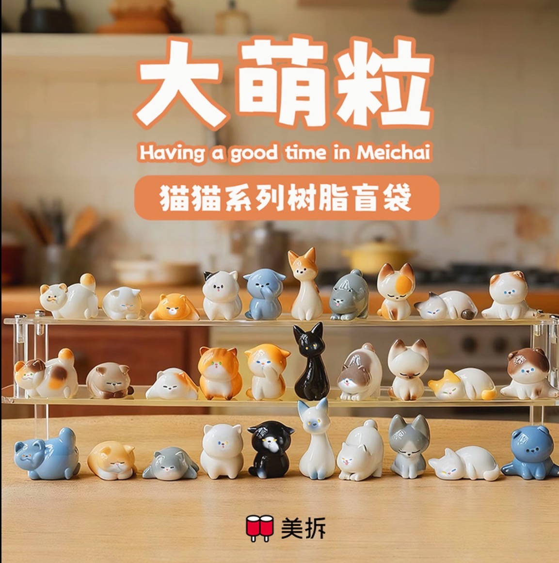 【拆盒】美拆*大萌粒猫猫系列树脂小雨潮玩萌粒盲盒