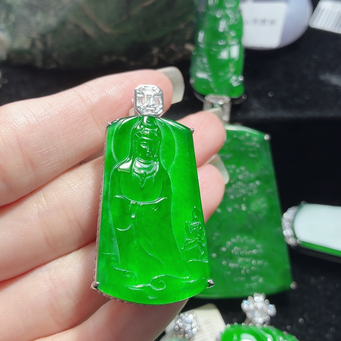 翡翠银S925镶嵌颈饰