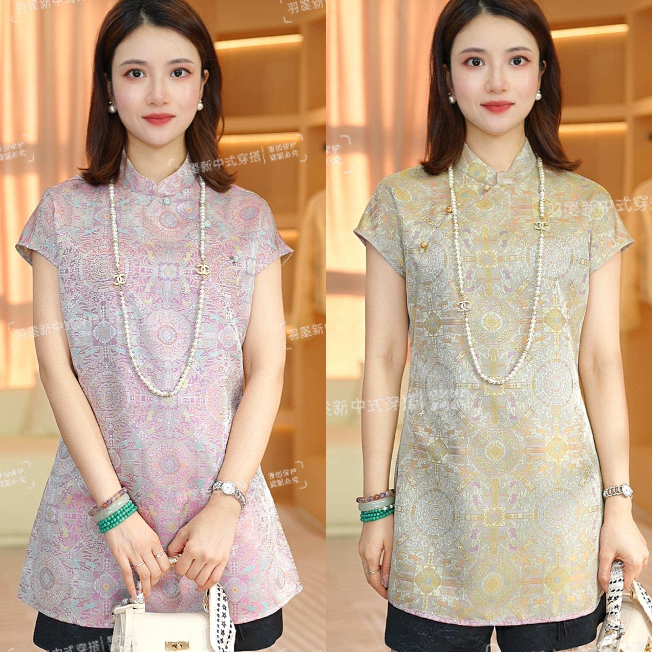 【禧韵双面穿】2025夏季新款斜门襟粉色双面穿新中式上衣C2741