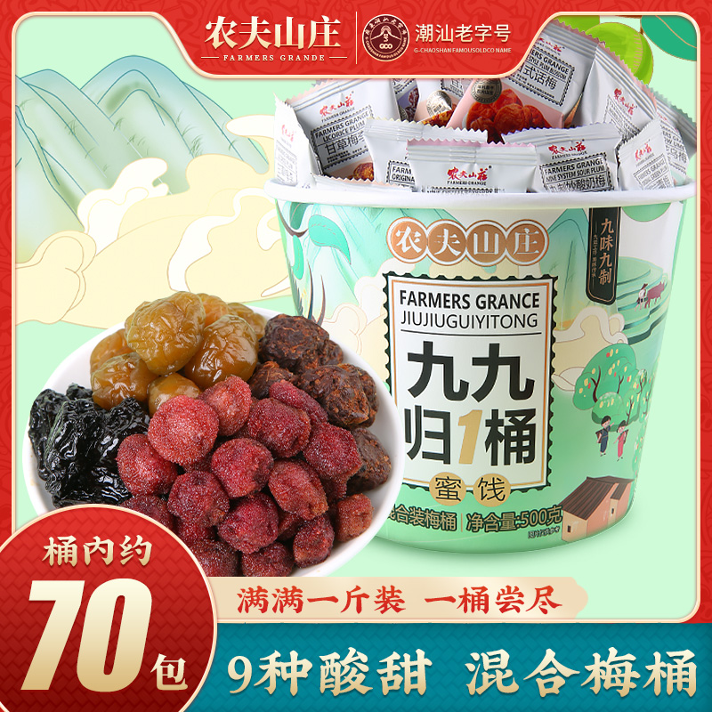 农夫山庄9口味混合梅桶500g酸甜蜜饯果干组合梅子干零食大礼包