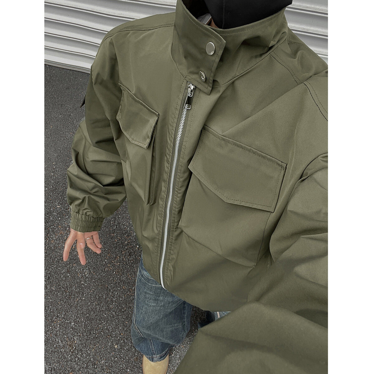 美式bomber工装夹克男潮牌痞帅立领设计感飞行服时尚百搭廓形外套