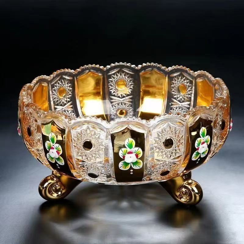 轻奢珐琅彩欧式果盘创意现代时尚大号水果盘珐琅彩果斗