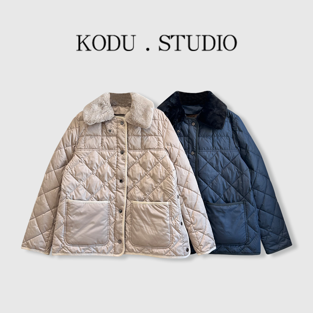 I【刻度KODU】05-6041冬季贵气百搭可拆卸毛感翻领菱格腰带羽绒服