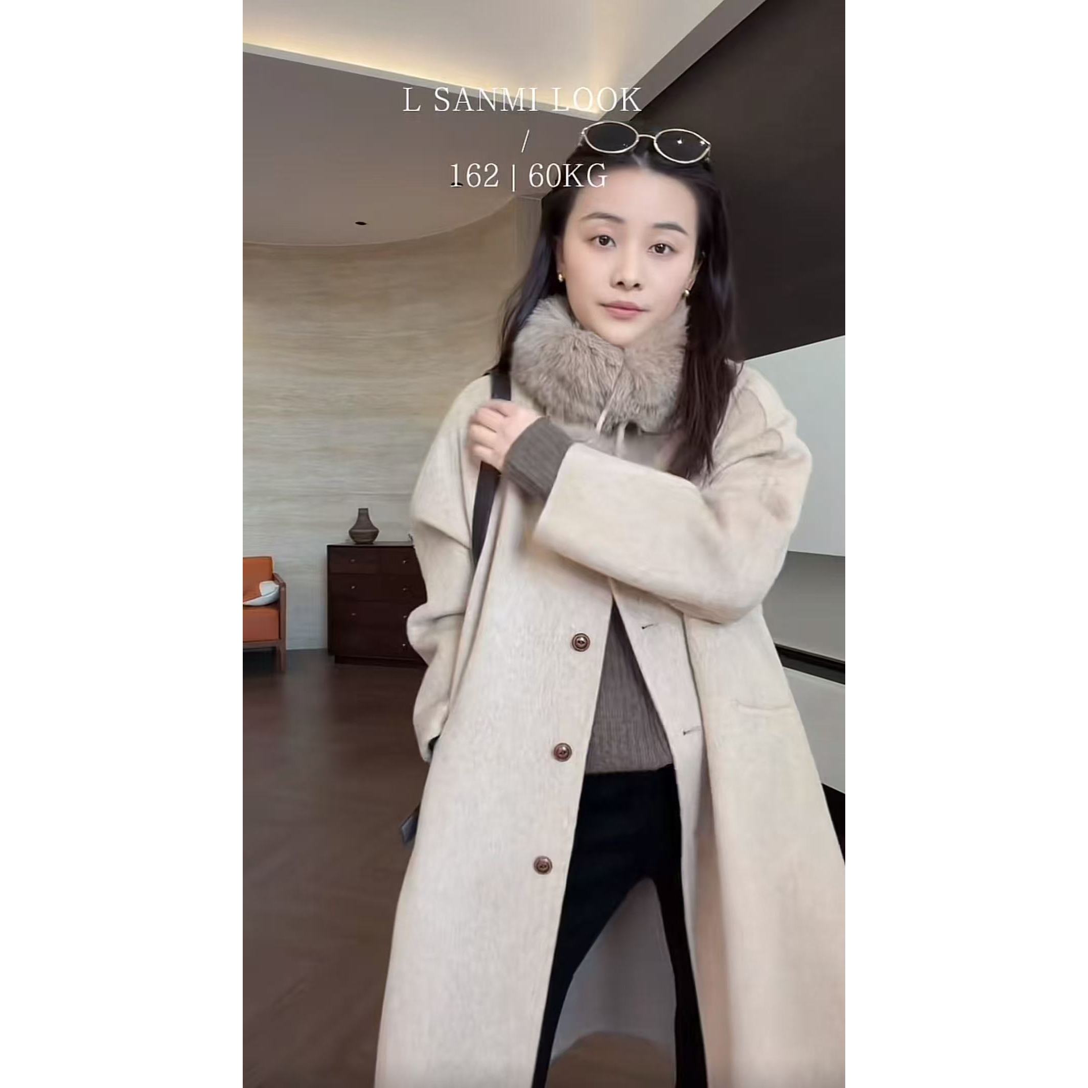 【琪琪】“骆驼绒蚕丝系列”直筒显瘦大衣 X817