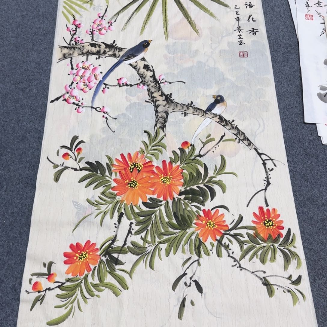 国画尺寸50X100手绘作品 