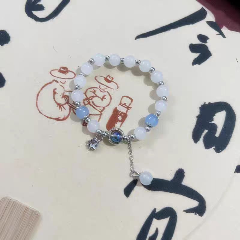 灰月光星星款 琉璃猫眼手串