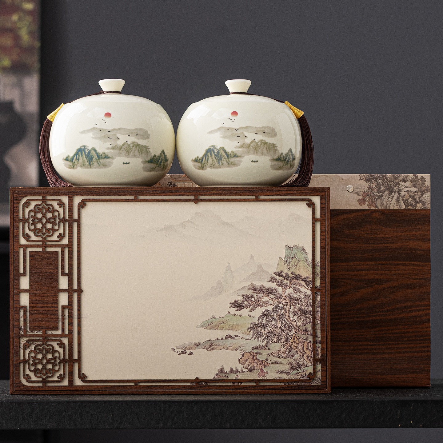 【锦绣山川】茉莉花茶七窨一提传统炒花毛峰毛尖手工茶礼盒装礼盒