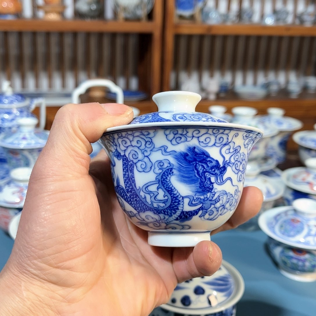 錡镇堂手工手绘盖碗