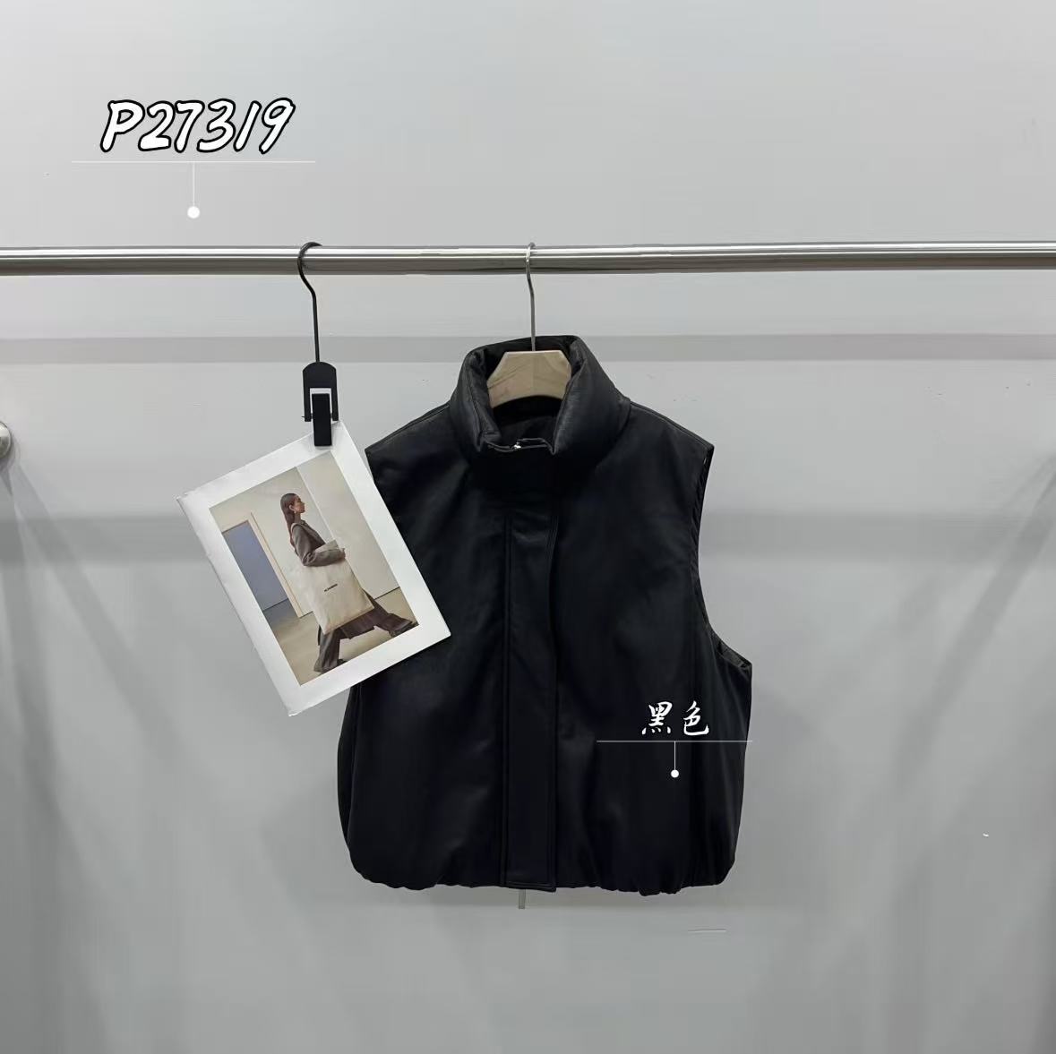 鑫燃KIKI  百搭哑光雾面皮质立领马甲 P27319 PPT