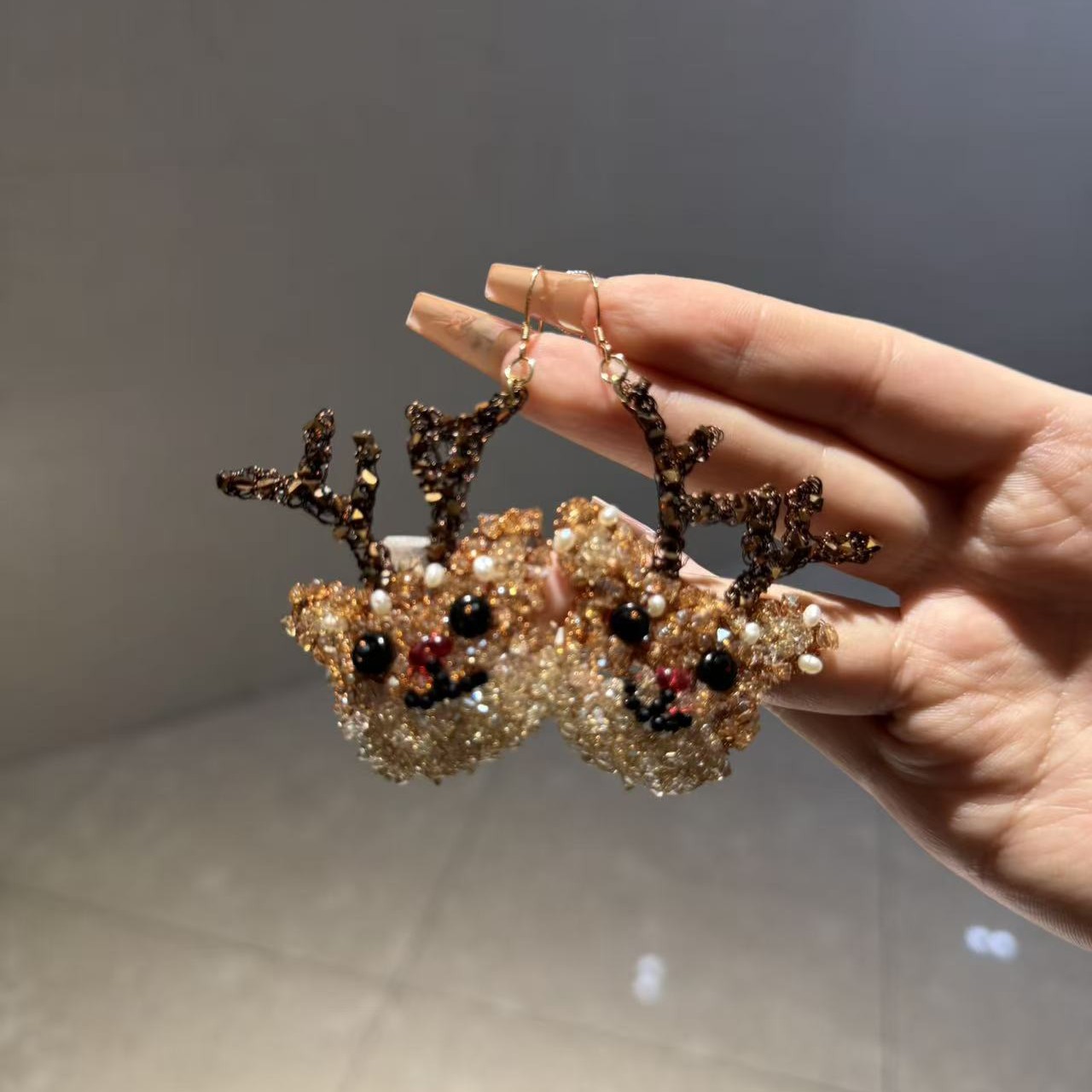 非金属仿水晶耳饰 【莫奈海之星】小鹿系列流苏耳环设计气质优雅