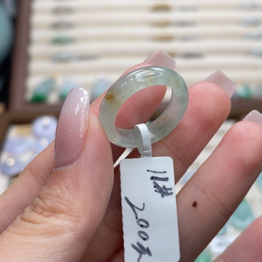 翡翠未镶嵌戒圈a03港圈11薄荷绿桂花糕