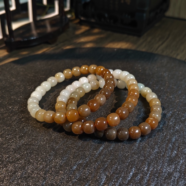 【书记甄选】渐变和田玉老型珠单圈手链 多样式发一件 约7mm 076XZ