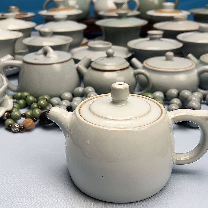 杯二级品月白釉井栏壶原矿原釉原产地