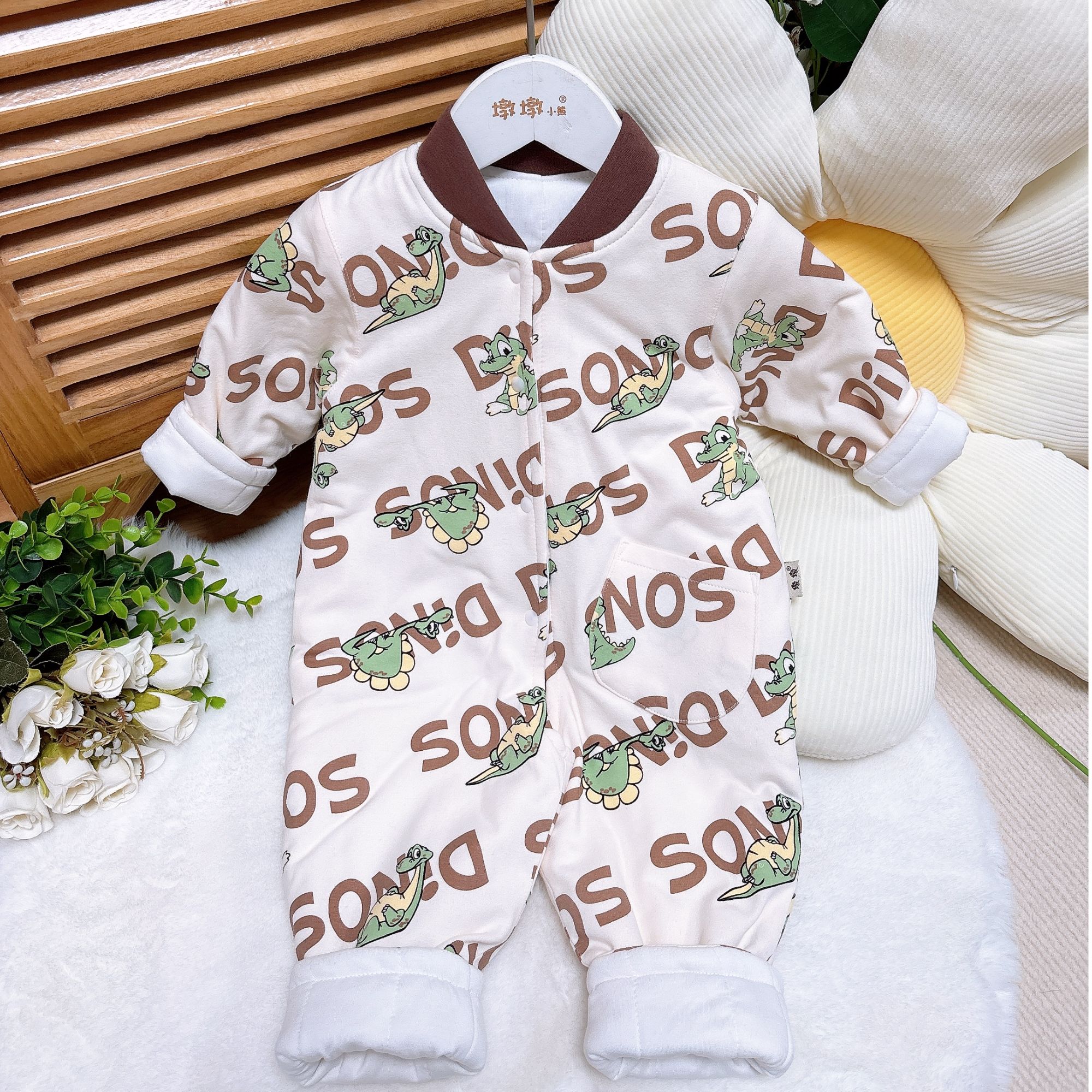 【100克厚度】宝宝连体衣春秋衣服男女婴儿保暖哈衣幼儿薄棉爬服