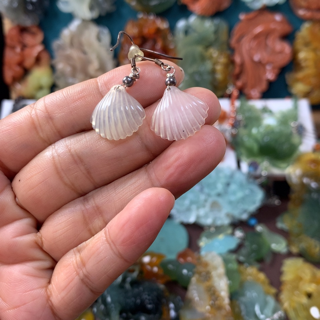 合金蛇纹石玉耳坠