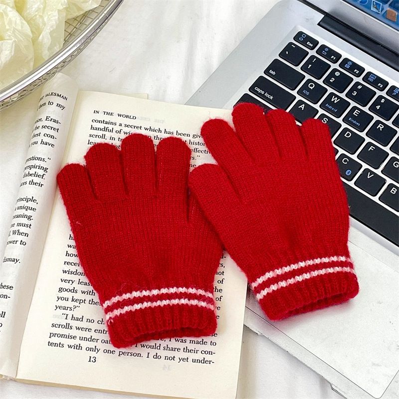 499服装配饰简约百搭外出防寒毛线分指秋冬季针织五指5副装