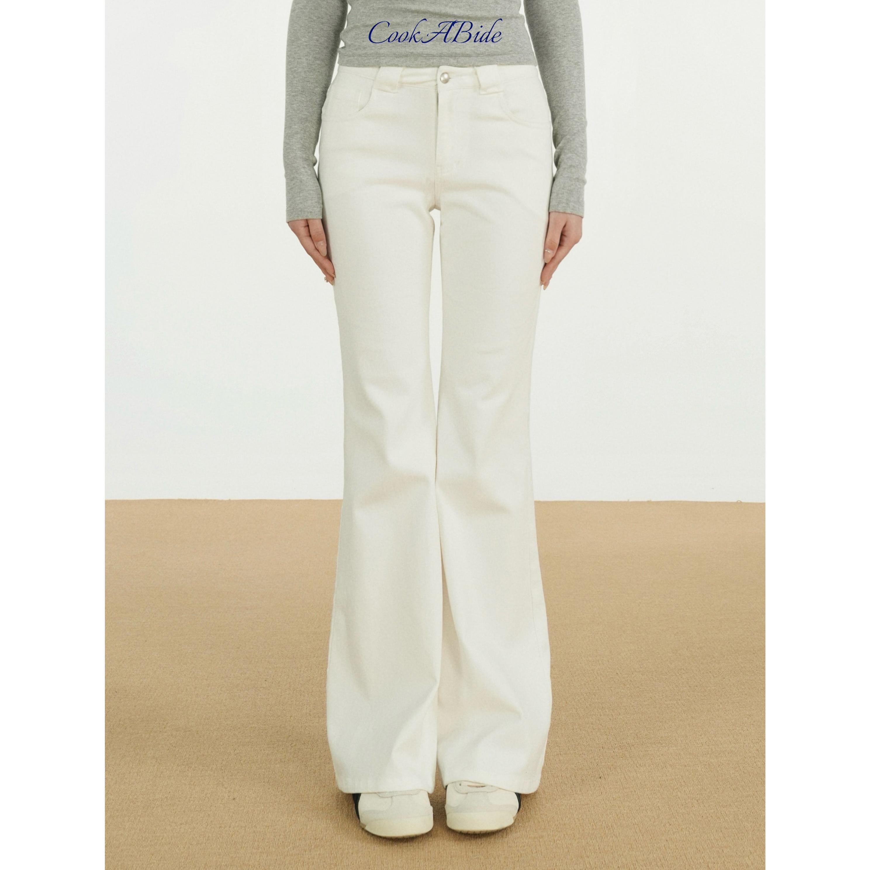 CookABide 长腿中低腰复古烟管微喇牛仔裤