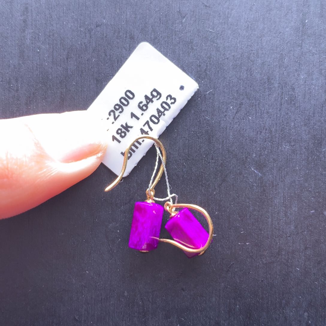 苏纪石（舒俱来）耳坠18K金镶嵌