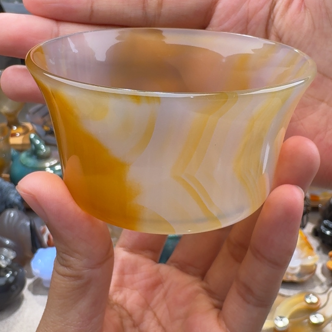 玛瑙/玉髓玛瑙茶杯100毫升未镶嵌