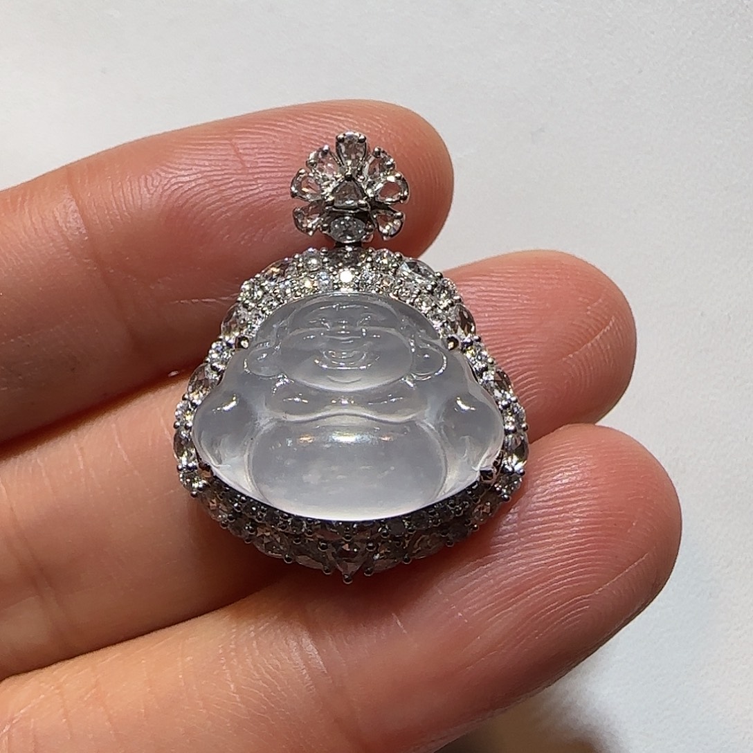 翡翠18K金镶嵌颈饰佛