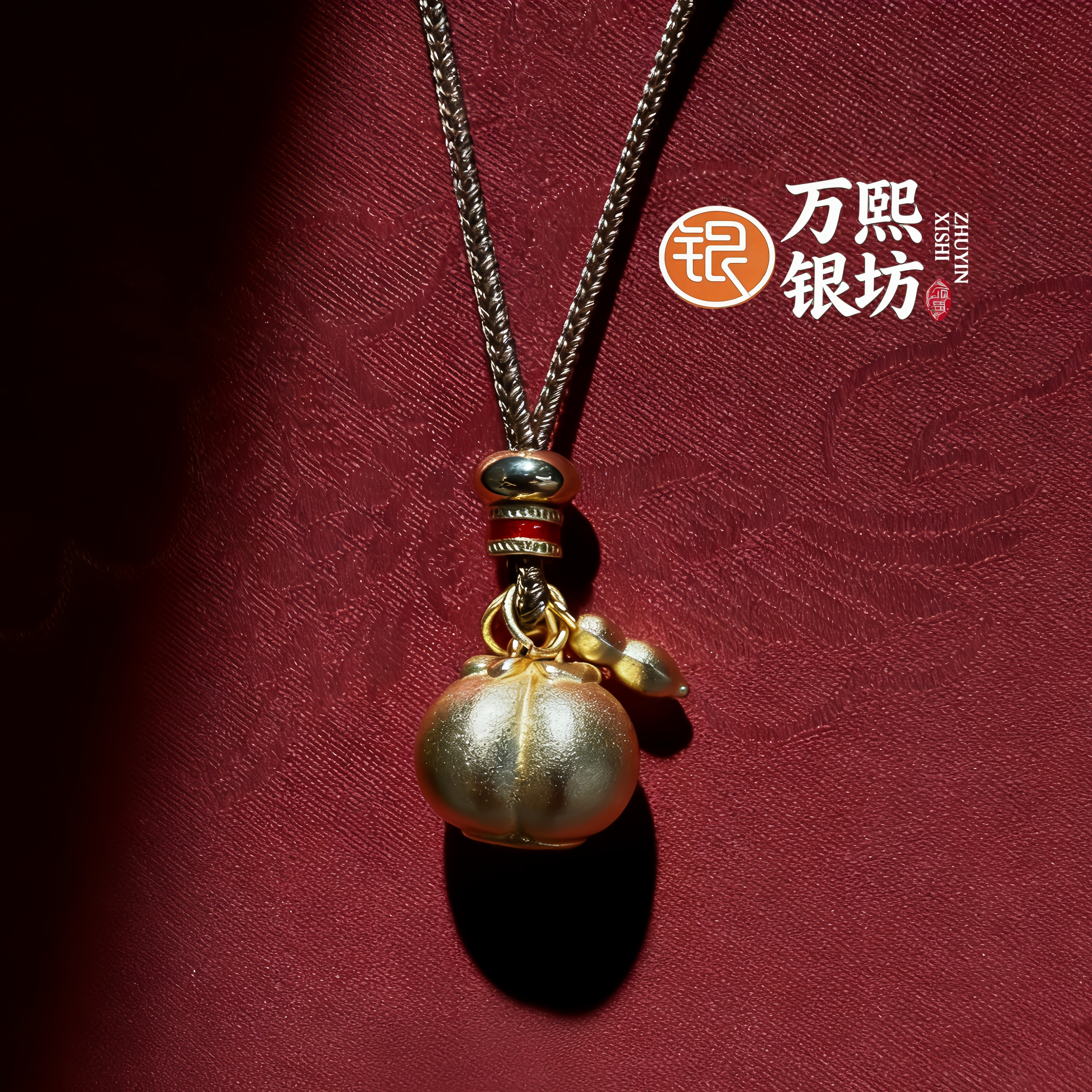 银布艺吊坠 珐琅 「好柿发生」如意柿子描金吊坠手工项链实心精致