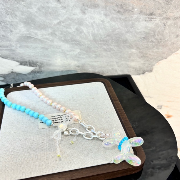 铜合金仿珍珠项链 气球狗蝴蝶结项链XL2528